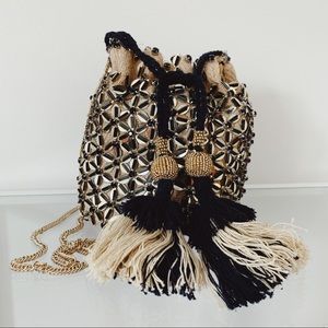 Zara Gold & Black Bucket Bag
